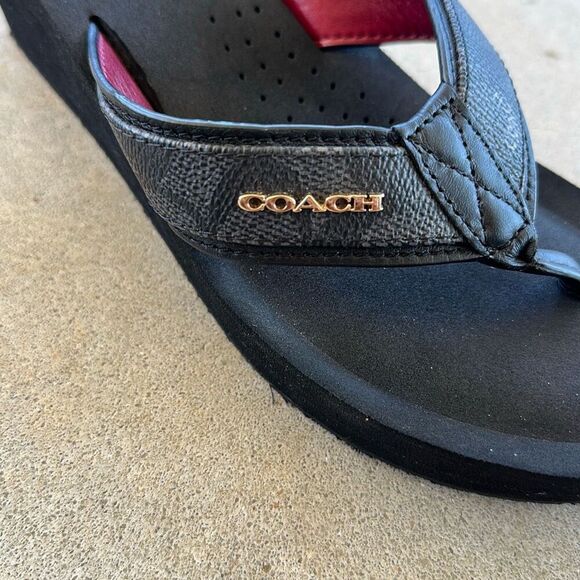 COACH Jolene Signature Wedge Flip Flop Women’s Sz 8.5 - Picture 11 of 15